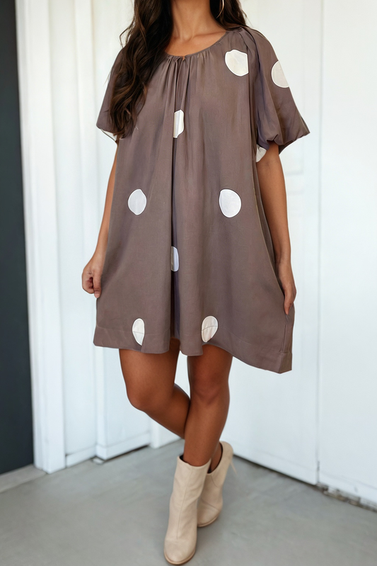 Polka Dot Knot Back Loose Mini Dress