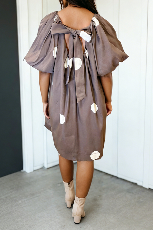 Polka Dot Knot Back Loose Mini Dress